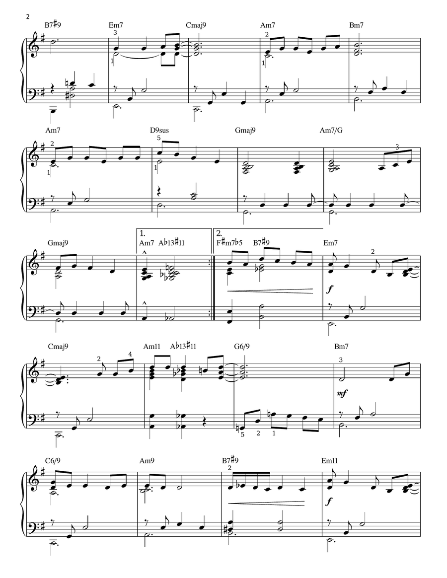 Rainy Days And Mondays [Jazz version] (arr. Brent Edstrom) Piano Solo scores gallery preview page 2