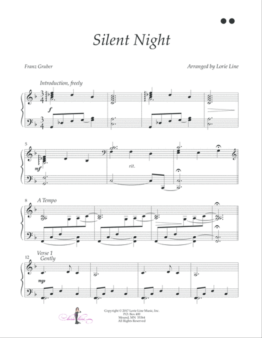 Silent Night Piano Solo scores gallery preview page 2