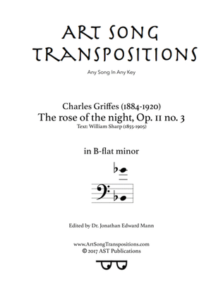 GRIFFES: The rose of the night, Op. 11 no. 3 (transposed to B-flat minor, bass clef)