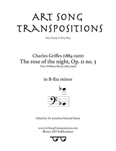 GRIFFES: The rose of the night, Op. 11 no. 3 (transposed to B-flat minor, bass clef)