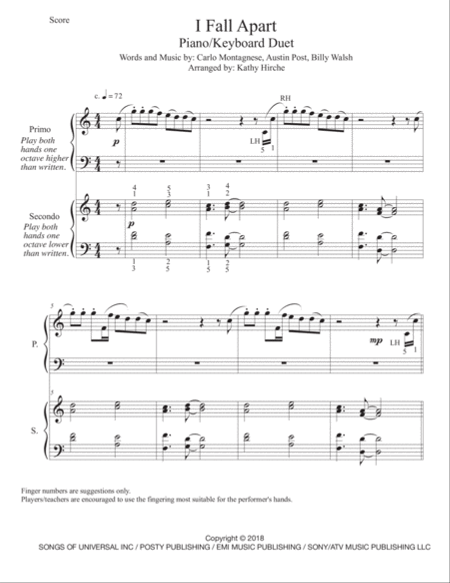 I Fall Apart Piano scores gallery preview page 2
