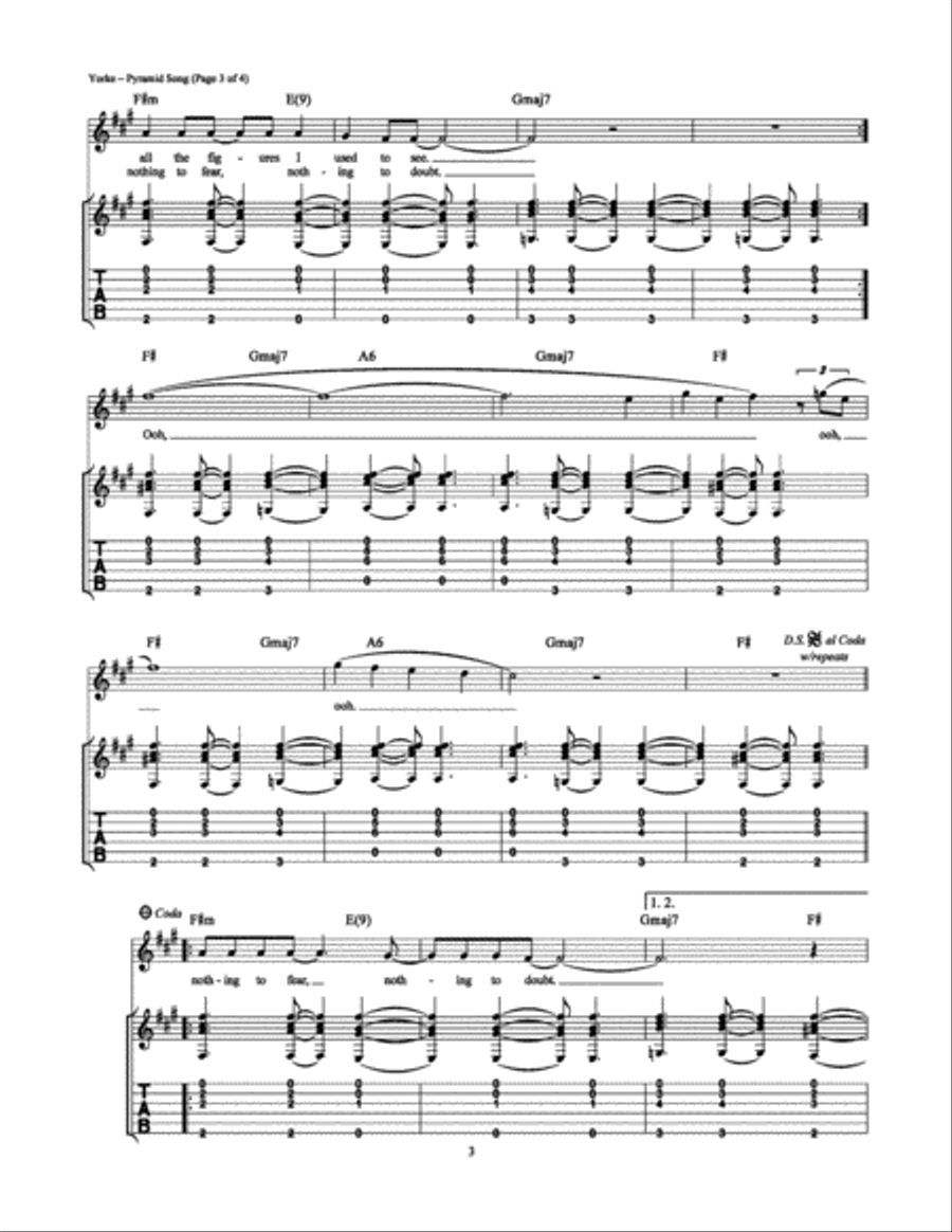 Pyramid Song Pyramid Song Electric Guitar scores gallery preview page 3