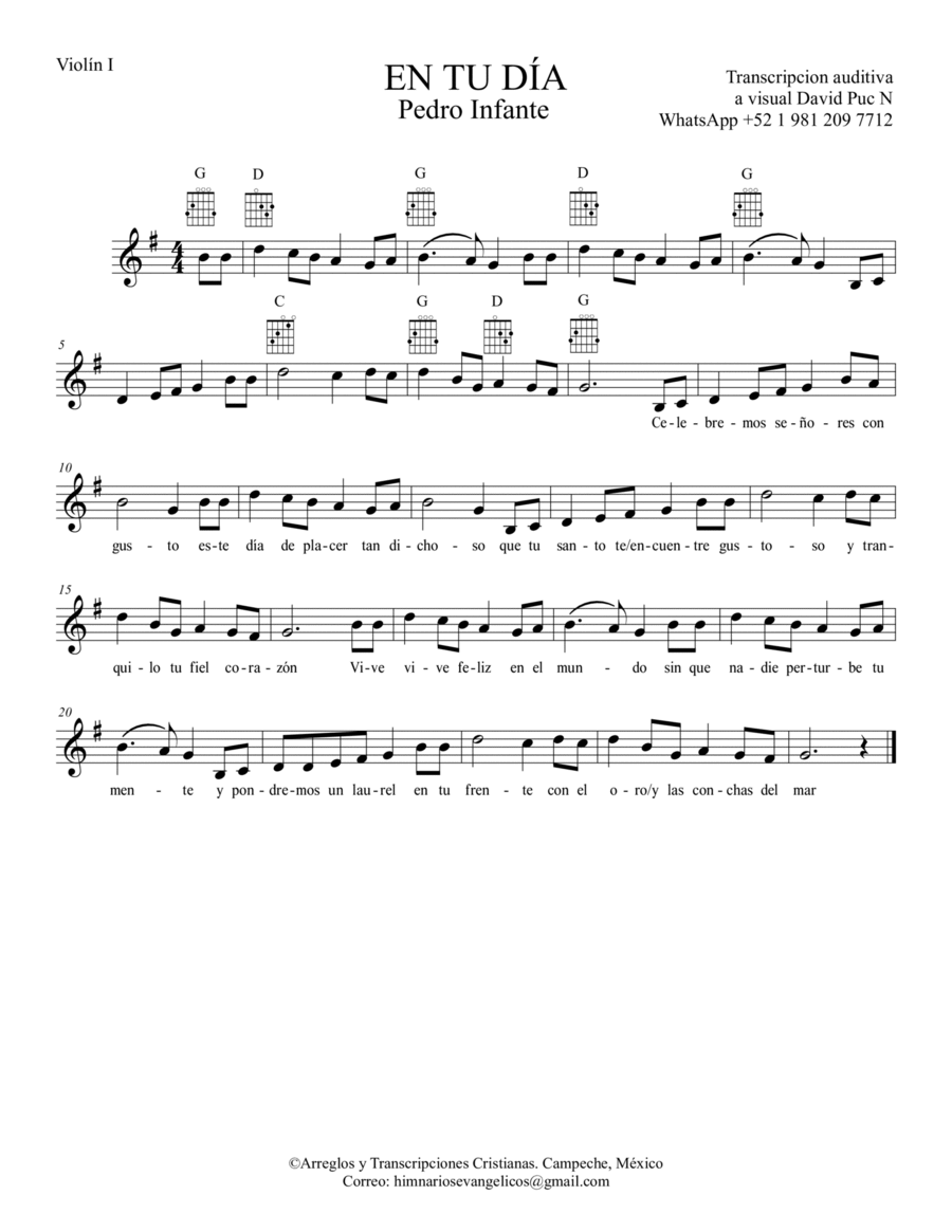 EN TU DIA Mexican Music Partitura Vocal + Guitar Classical Guitar scores gallery preview page 1