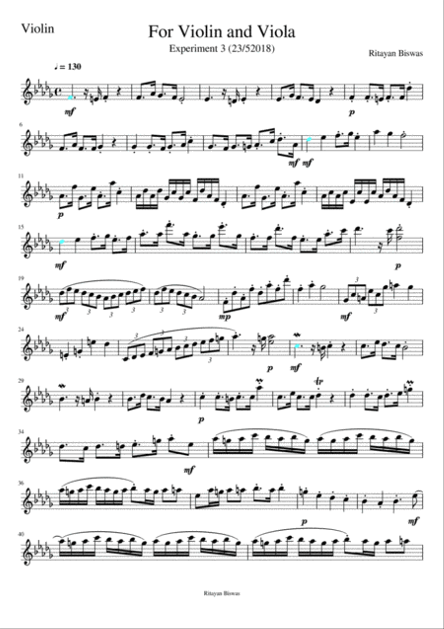 For Violin and Viola in D flat Major Experiment 3 String Duet scores gallery preview page 4