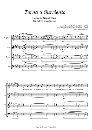 Torna a Surriento for SATB a cappella