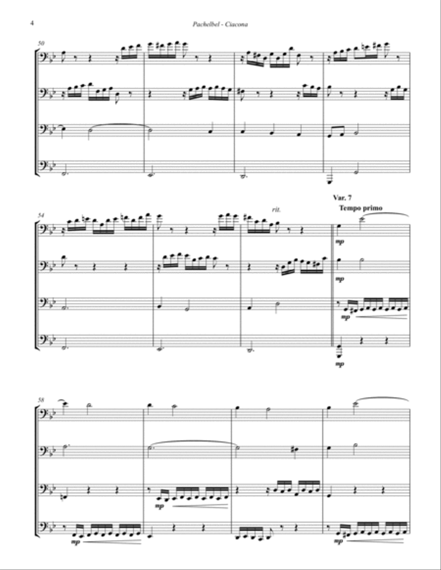 Ciacona - Theme & 22 Variations for Tuba Quartet image number null