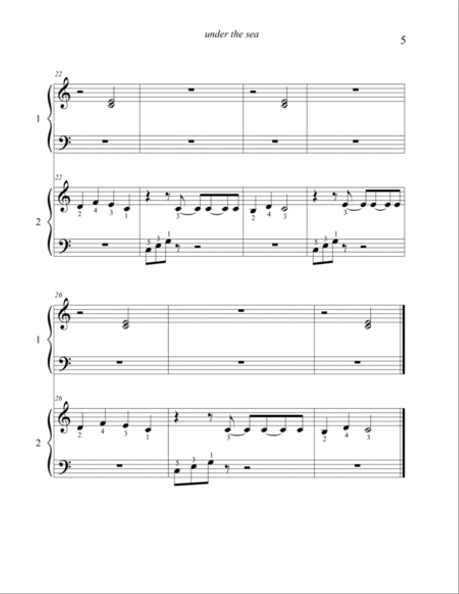 Under The Sea Easy Piano scores gallery preview page 5