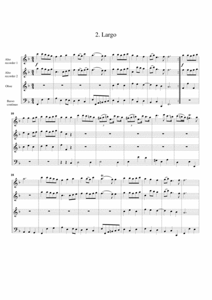 Sonata for 2 alto recorders, oboe and basso continuo, Opus 22, no.1, F major