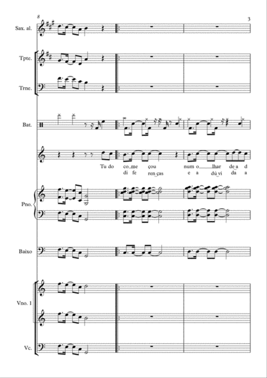 Casamento com a Mão de Deus Piano, Vocal, Guitar scores gallery preview page 3