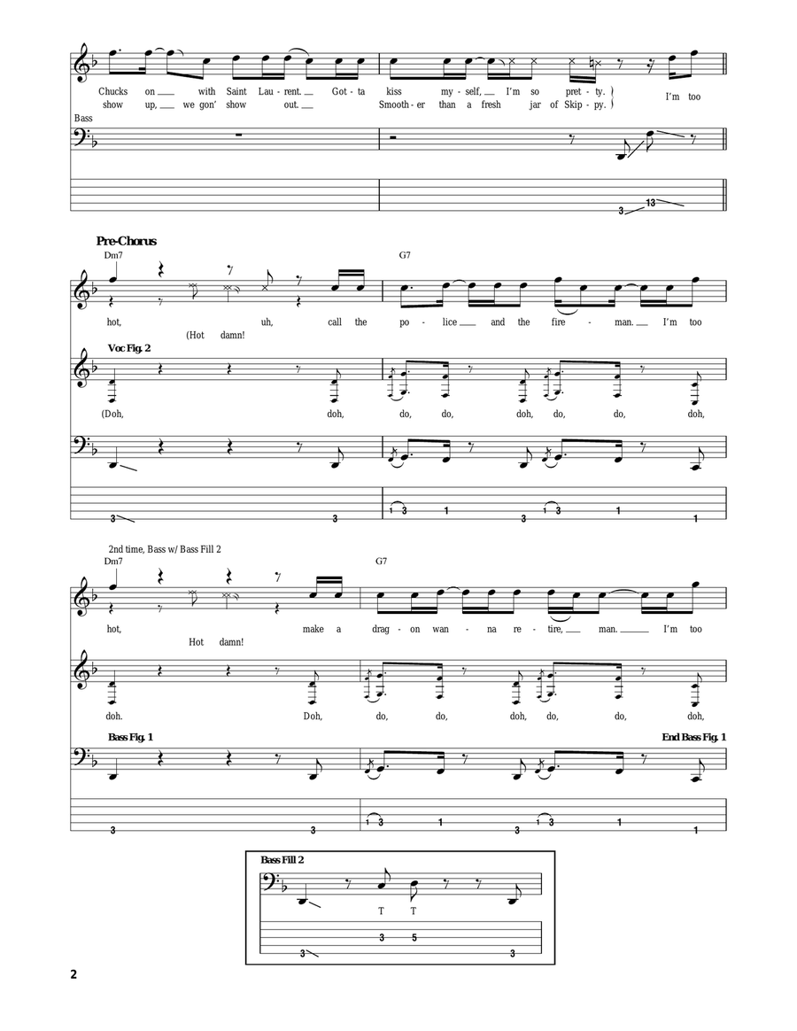 Uptown Funk (feat. Bruno Mars) Guitar Tablature scores gallery preview page 2