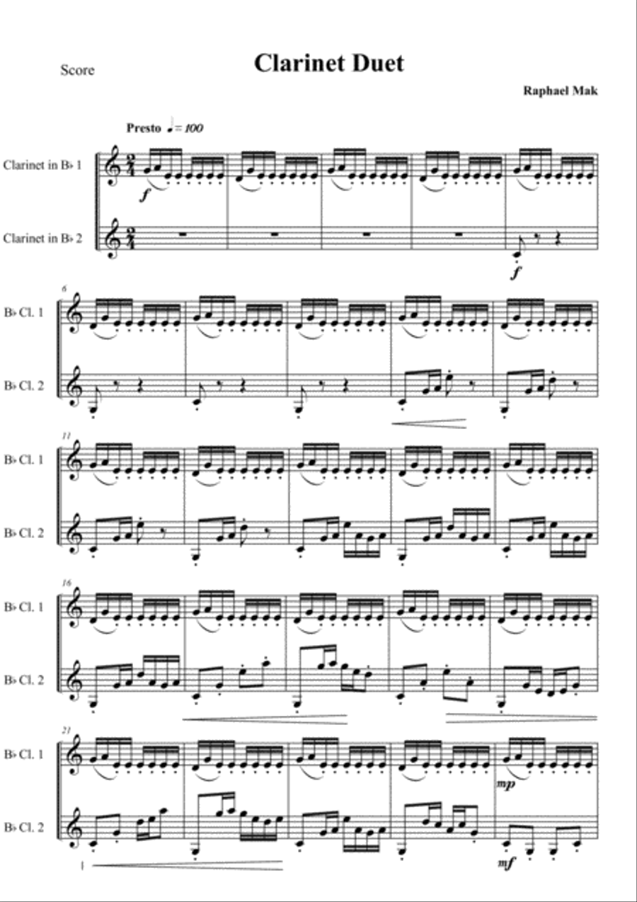 Clarinet Duet, op. 11 Clarinet Duet scores gallery preview page 3