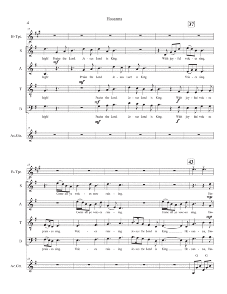 Hosanna for SATB, Guitar and Trumpet image number null