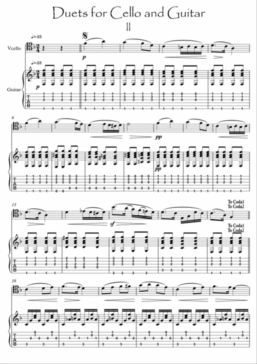 Cello and Guitar duet ΙΙ by Bergmiller String Duet scores gallery preview page 1