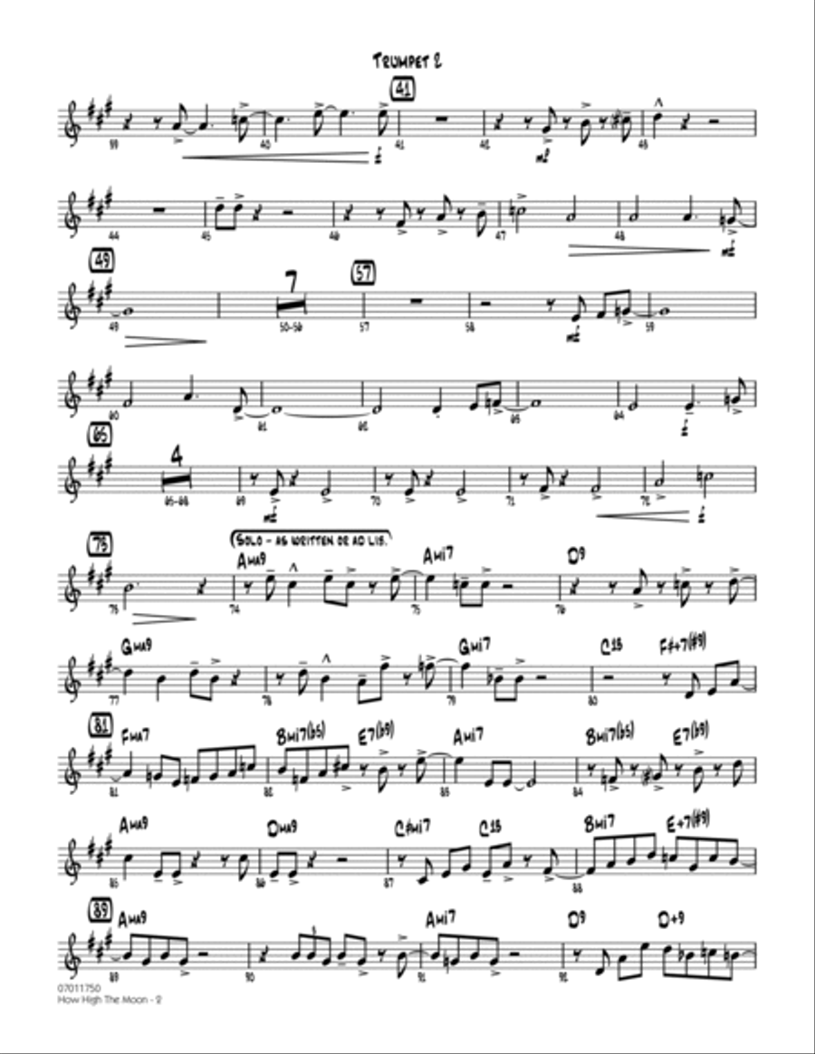 How High The Moon - Trumpet 2 Jazz Ensemble scores gallery preview page 2