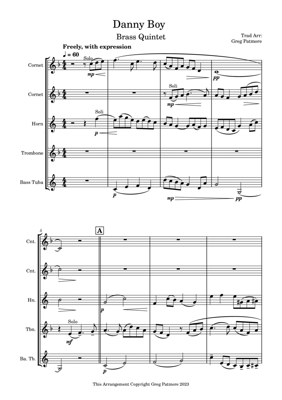 Danny boy Brass Quintet scores gallery preview page 1
