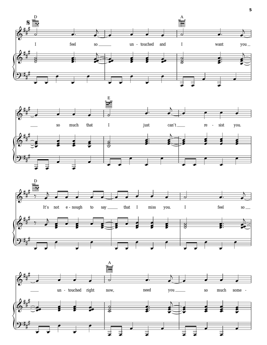 Untouched Untouched Piano, Vocal, Guitar scores gallery preview page 5