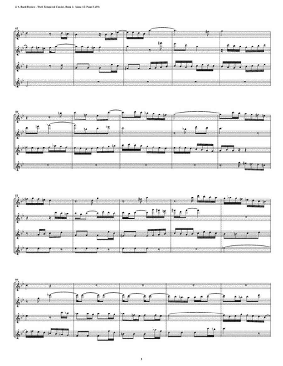Fugue 13 from Well-Tempered Clavier, Book 1 (Flute Quartet) image number null