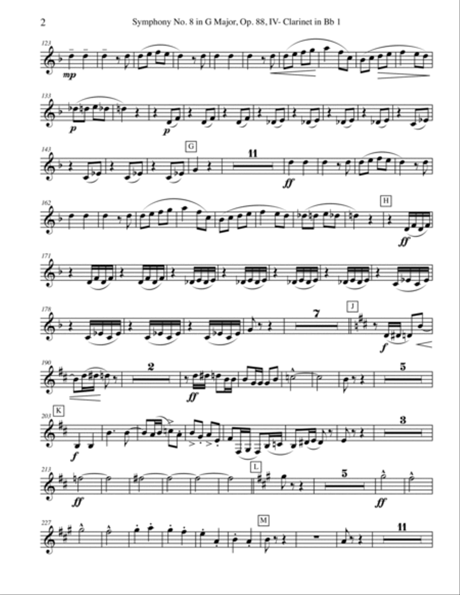 Dvorak Symphony No. 8, Movement IV - Clarinet in Bb 1 (Transposed Part), Op. 88 B-Flat Clarinet scores gallery preview page 2