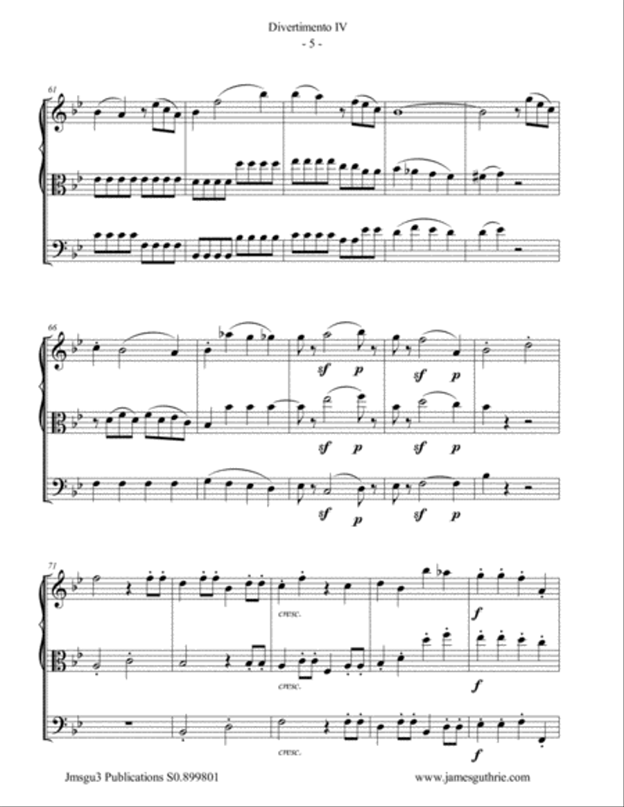 Mozart: Divertimento No. 4 for String Trio String Trio scores gallery preview page 5