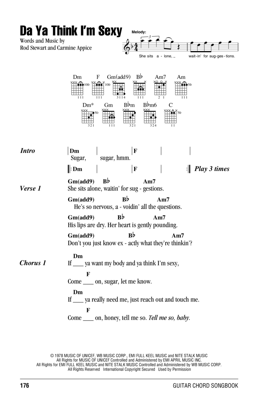 Da Ya Think I'm Sexy Acoustic Guitar scores gallery preview page 1