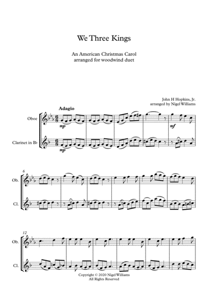 We Three Kings, An American Christmas Carol, for Oboe and Clarinet image number null