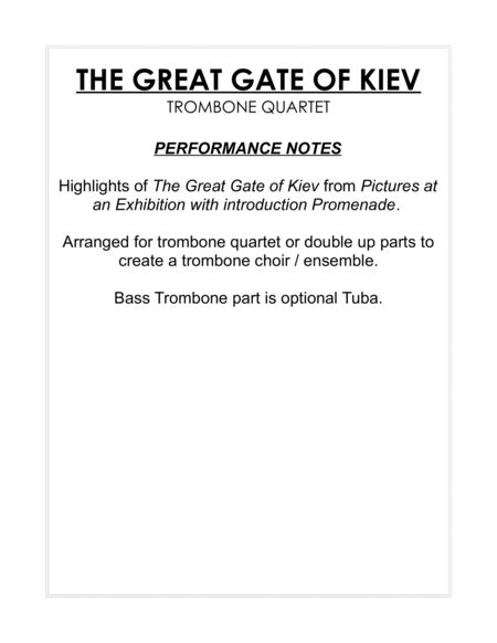 The Great Gate of Kiev from Pictures at an Exhibition - Trombone Quartet image number null