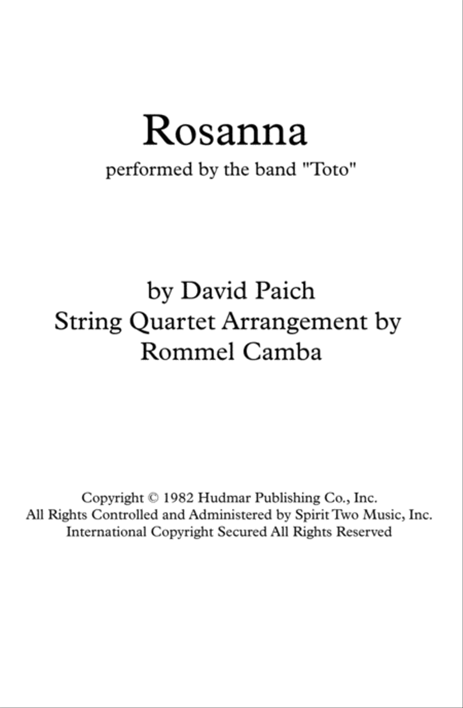 Rosanna String Quartet scores gallery preview page 1