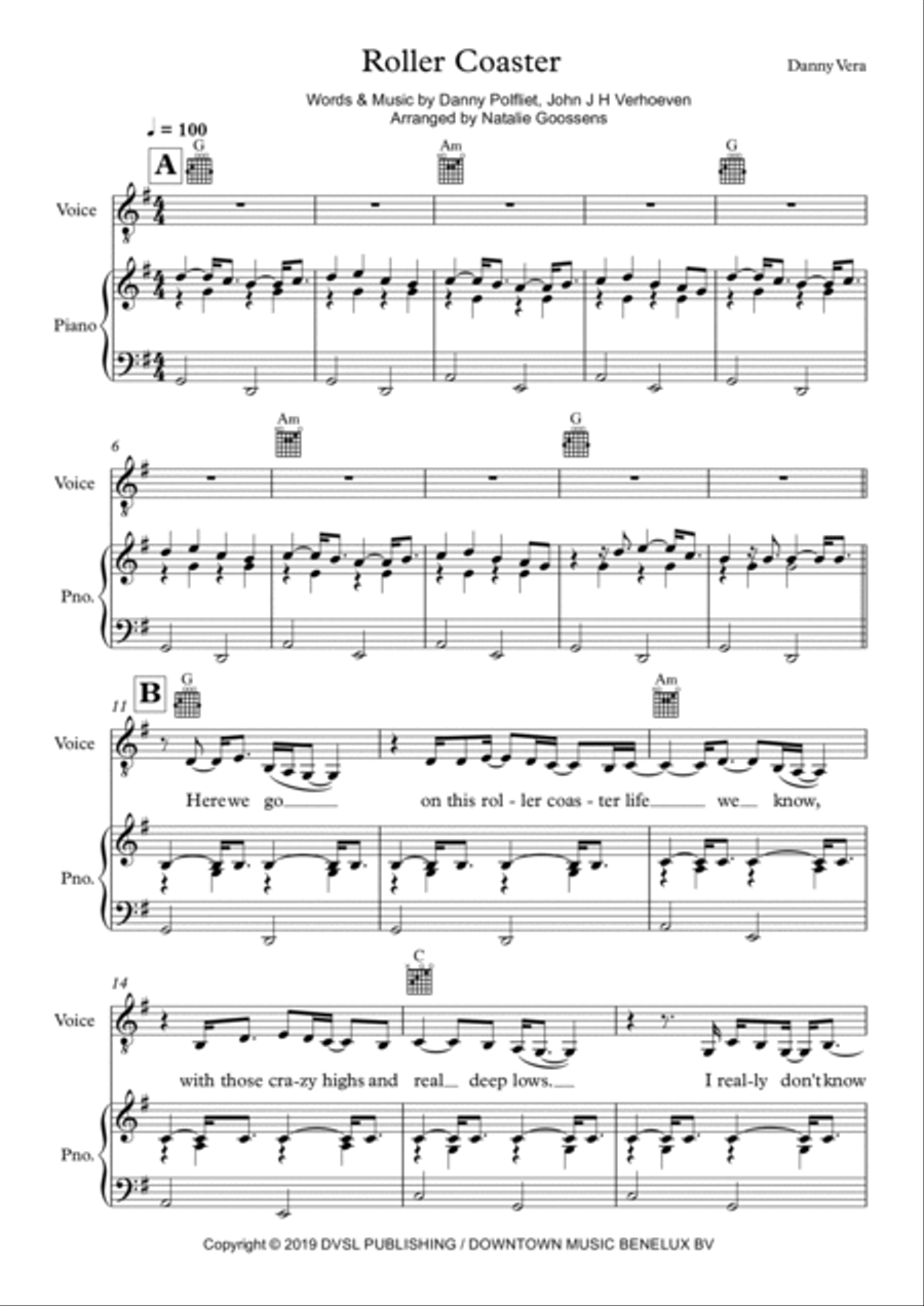 Roller Coaster Piano, Vocal, Guitar scores gallery preview page 2