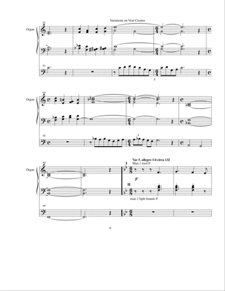 Veni Creator Spiritus, Variations on the ancient chant Organ Solo scores gallery preview page 6