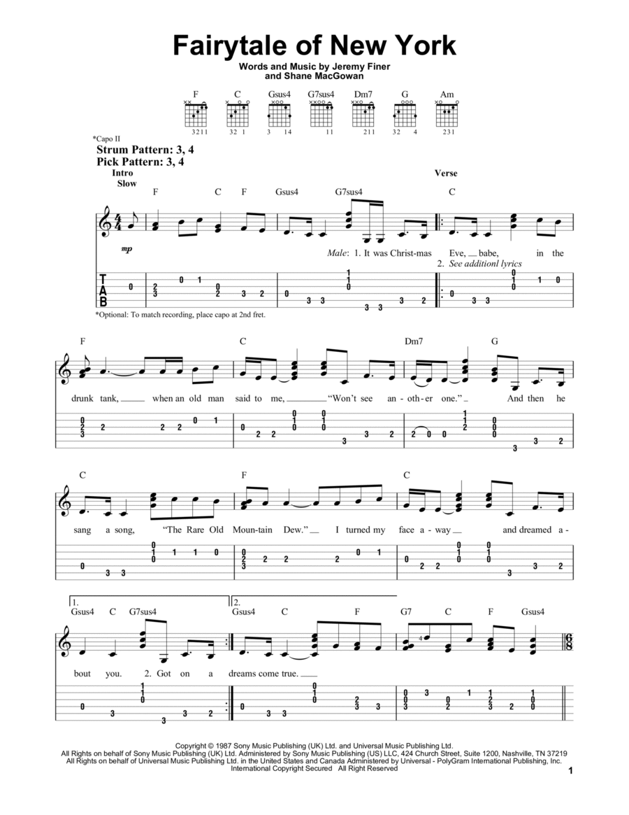 Fairytale Of New York Acoustic Guitar scores gallery preview page 1