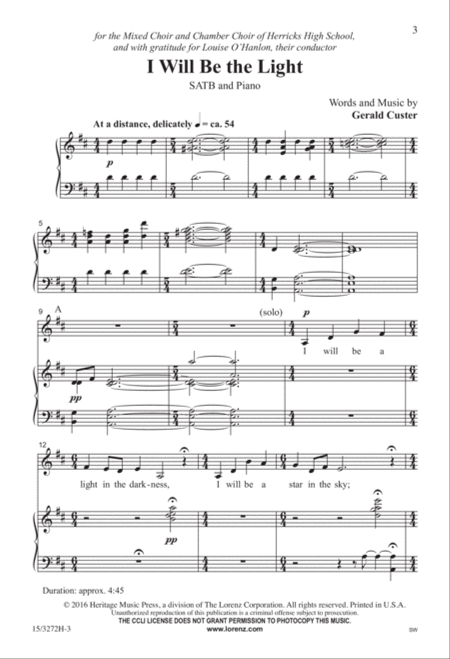 I Will Be the Light 4-Part scores gallery preview page 2