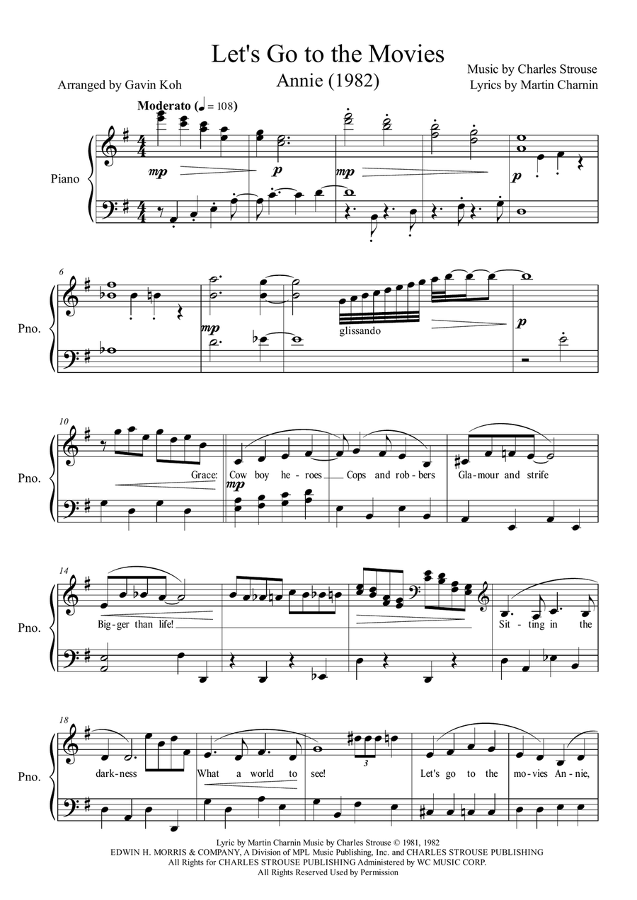 Let's Go To The Movies Piano Solo scores gallery preview page 1