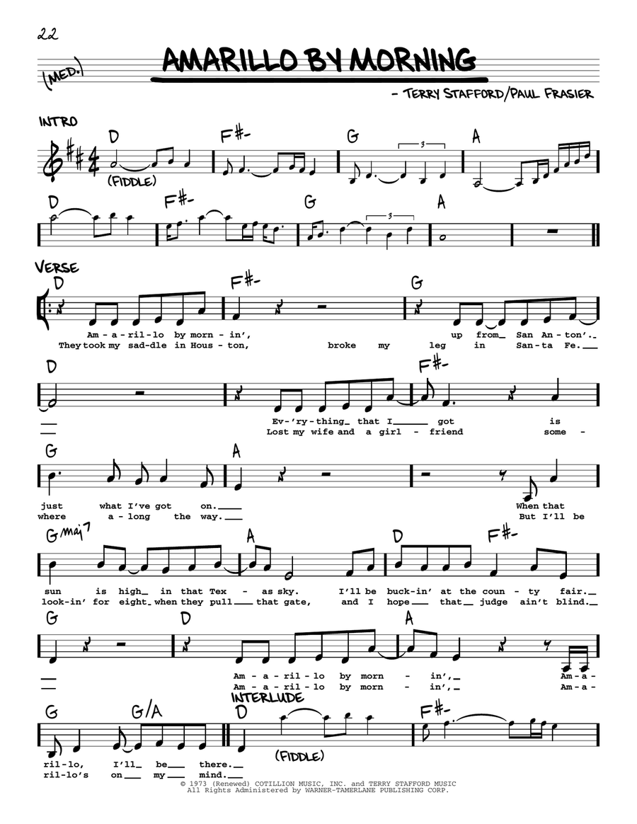 Amarillo By Morning Voice scores gallery preview page 1