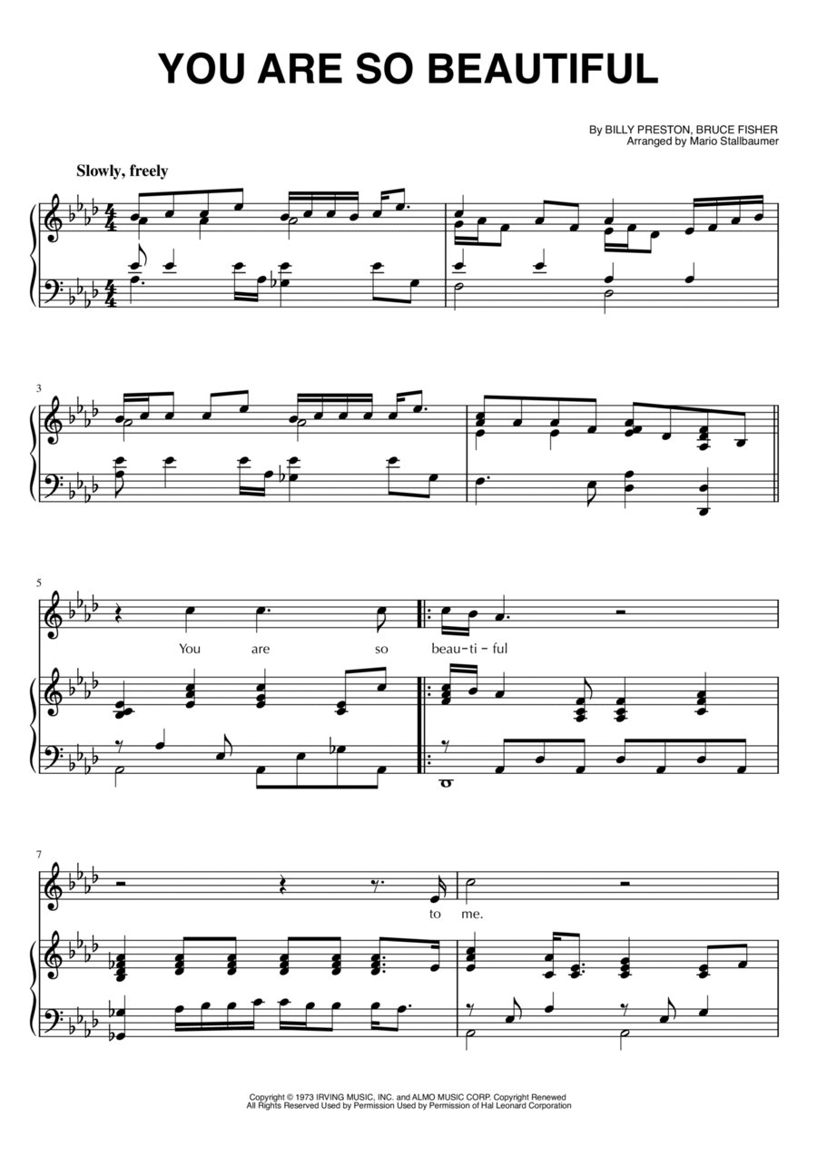 You Are So Beautiful Voice scores gallery preview page 1