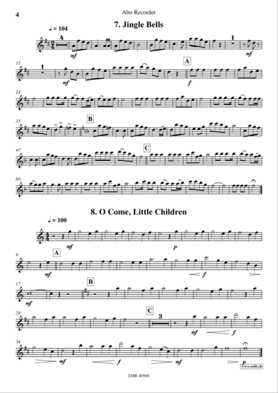 18 Christmas Songs Alto Recorder scores gallery preview page 5