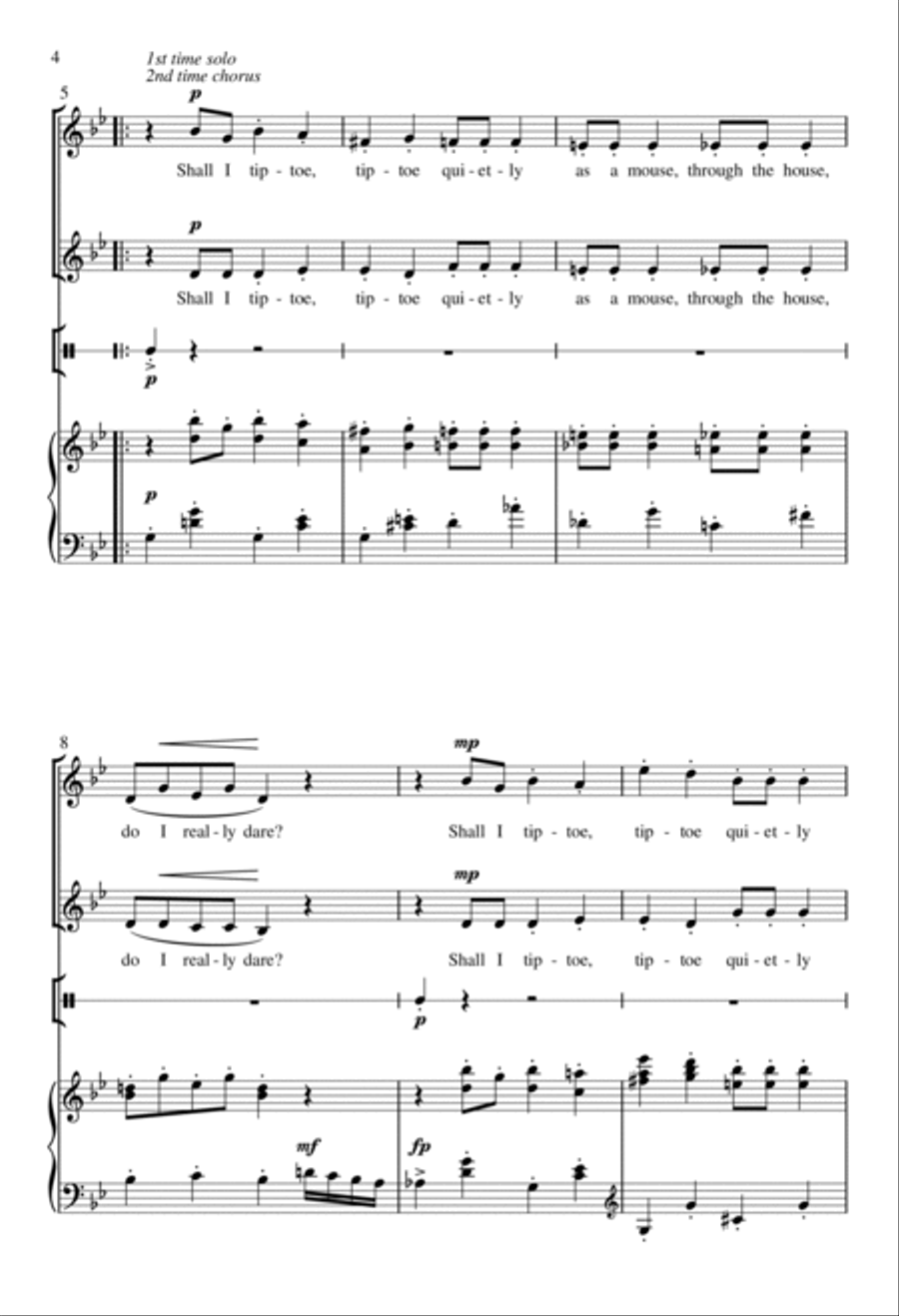 Tiptoe Tiptoe Unison Choir scores gallery preview page 4