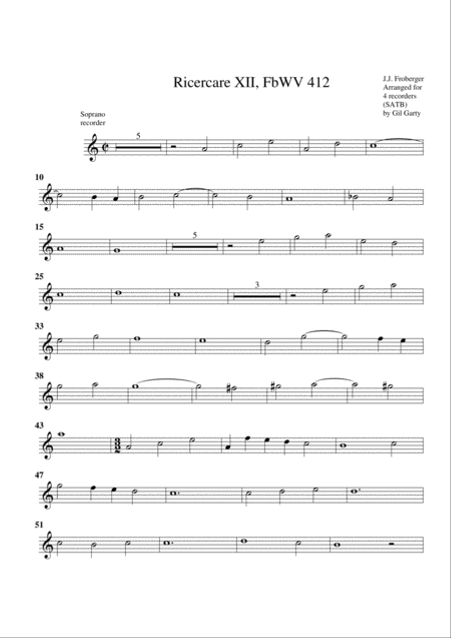Ricercare no.12, FbWV 412 Recorder scores gallery preview page 6
