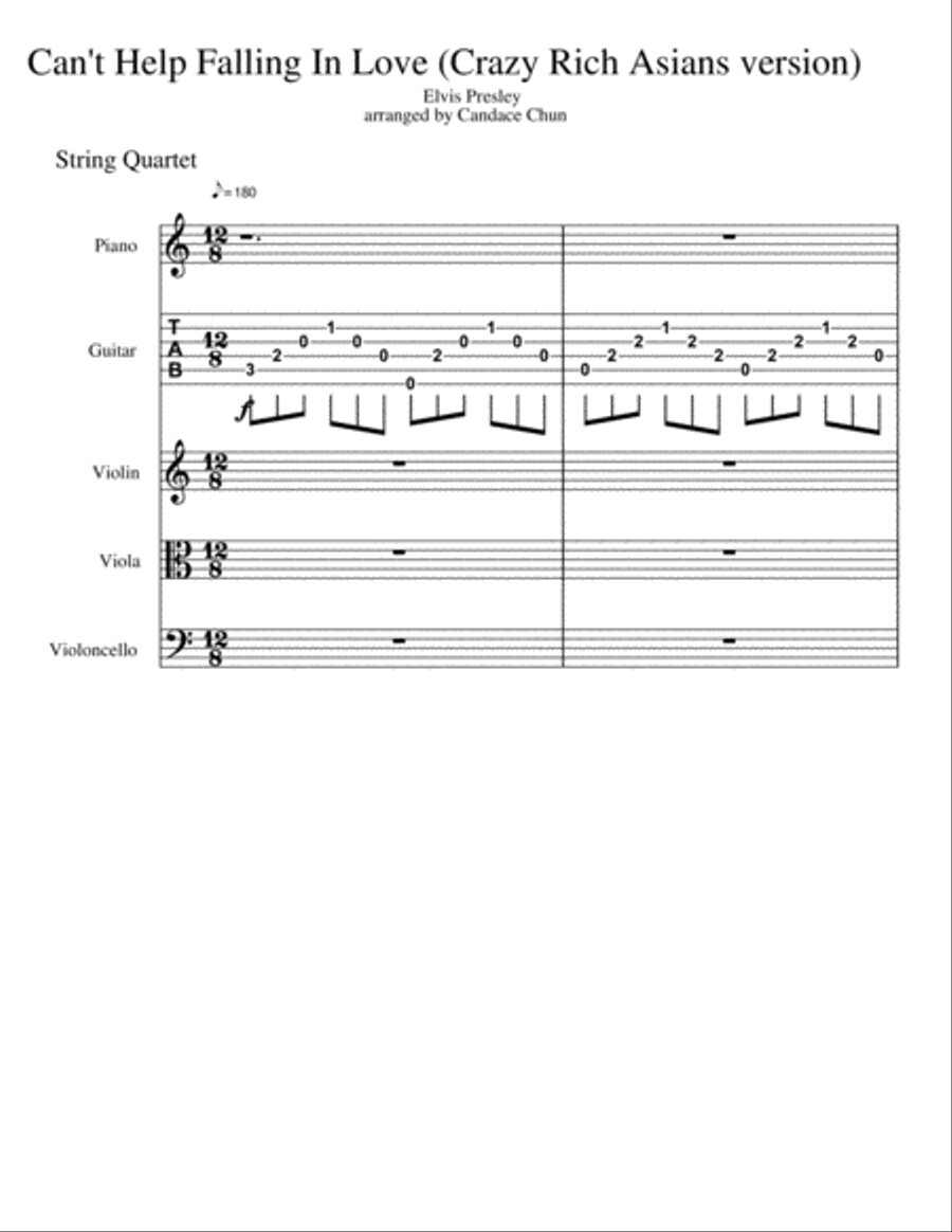 Can't Help Falling In Love Set of Parts scores gallery preview page 1