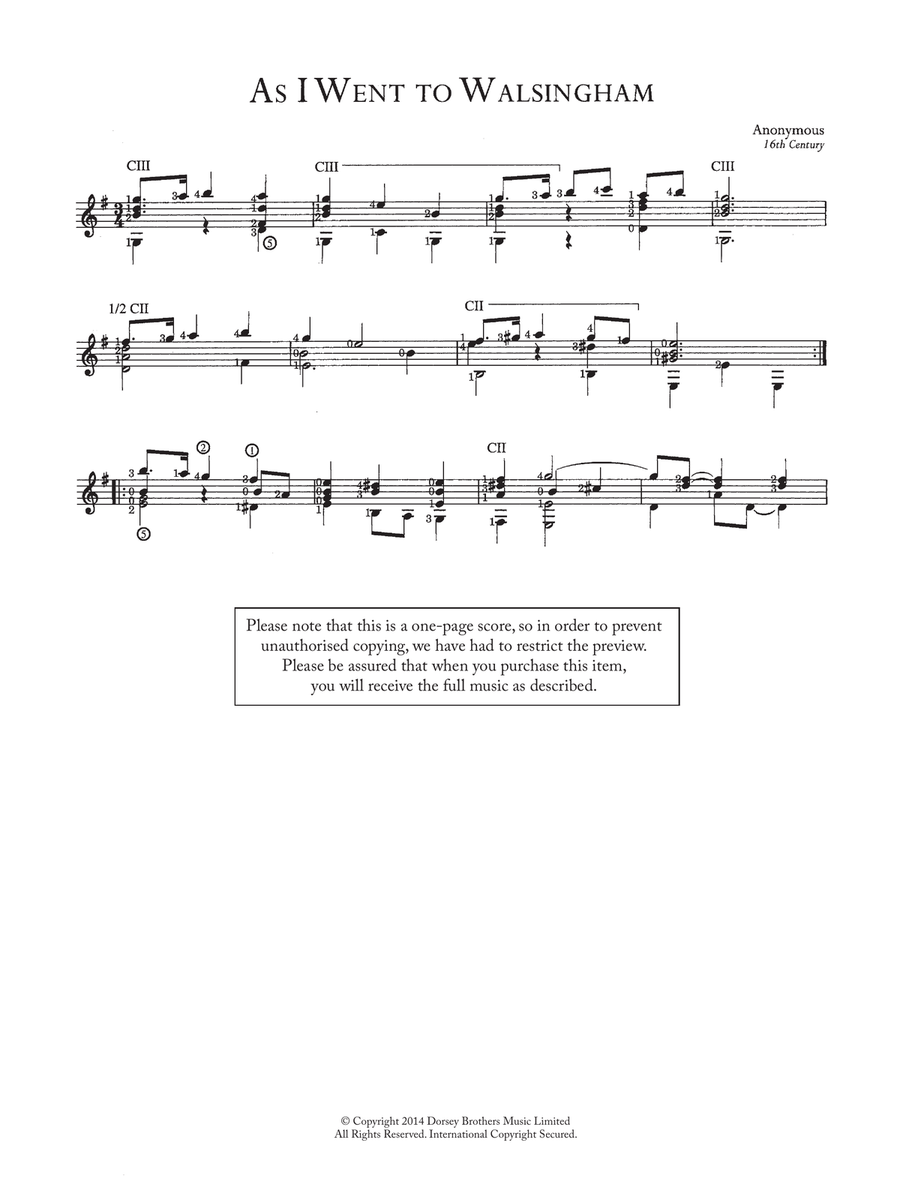 As I Went To Walsingham Acoustic Guitar scores gallery preview page 1