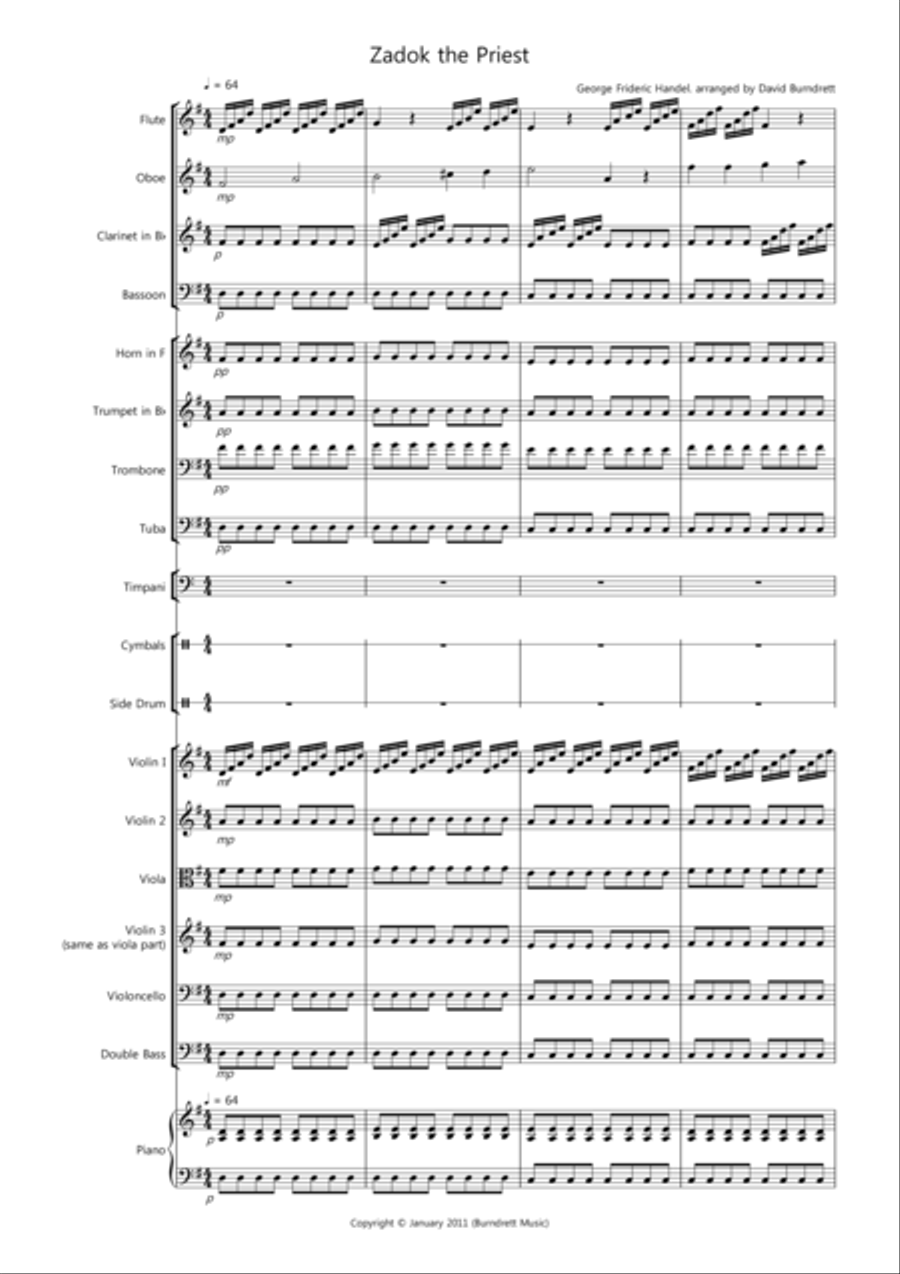 Zadok the Priest for School Orchestra Full Orchestra scores gallery preview page 1