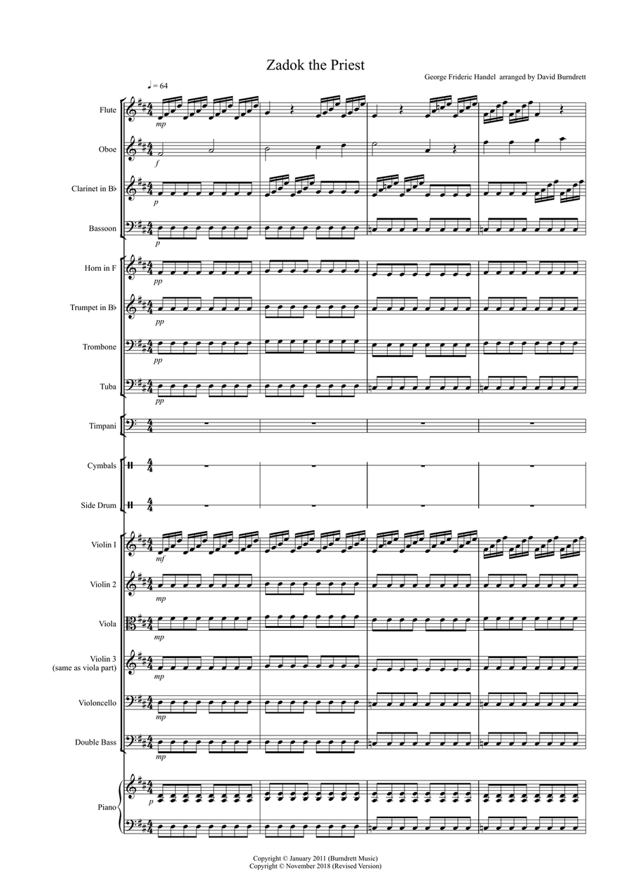 Zadok the Priest for School Orchestra