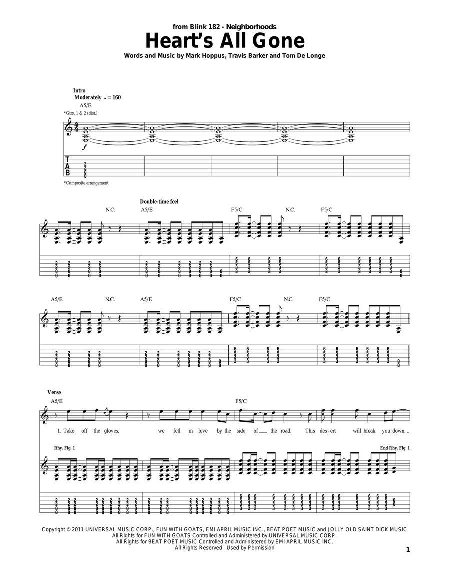 Heart's All Gone Heart's All Gone Acoustic Guitar scores gallery preview page 1