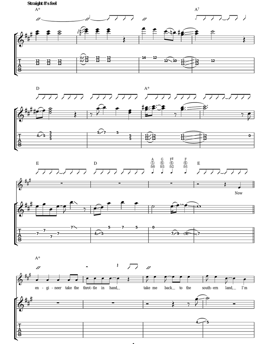I'm Moving On Guitar Tablature scores gallery preview page 4