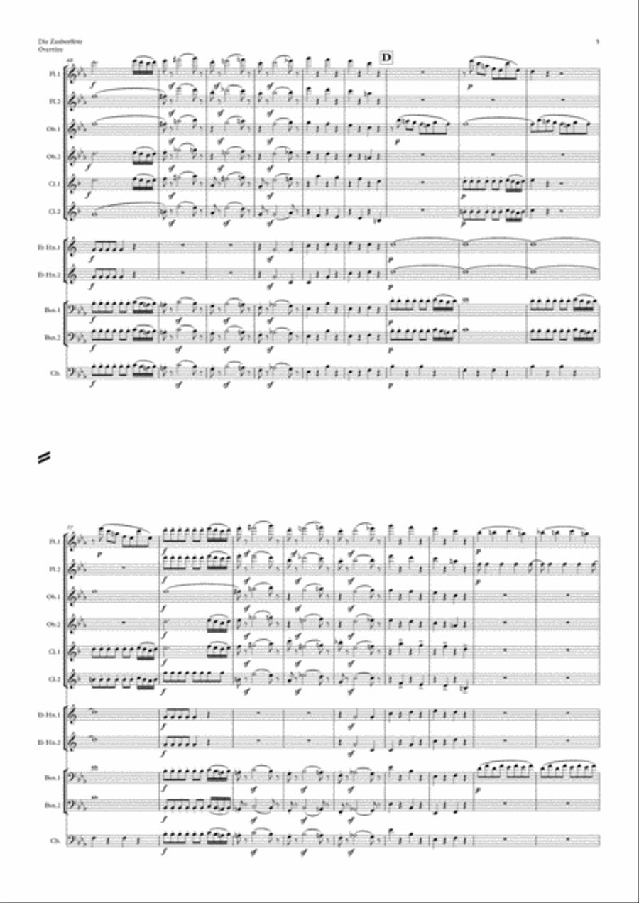 Mozart: Die Zauberflöte Overtüre (Overture to the Magic Flute) Kv620 - wind dectet (and bass) School and Community scores gallery preview page 5