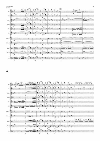 Mozart: Die Zauberflöte Overtüre (Overture to the Magic Flute) Kv620 - wind dectet (and bass) image number null