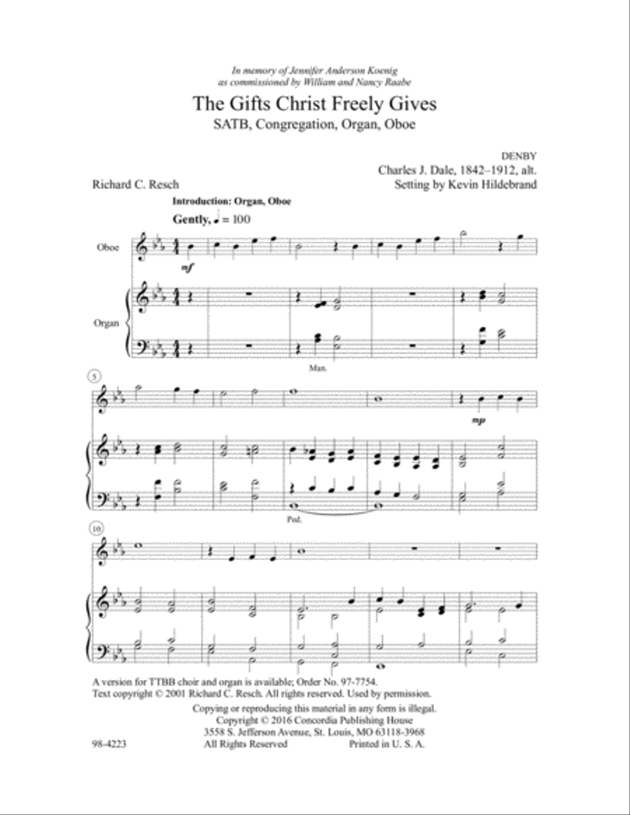 The Gifts Christ Freely Gives 4-Part scores gallery preview page 2