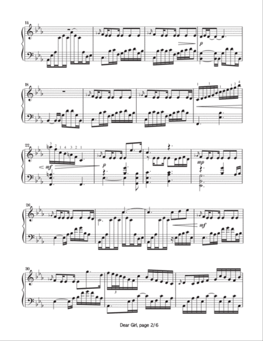 Dear Girl Piano Solo scores gallery preview page 3