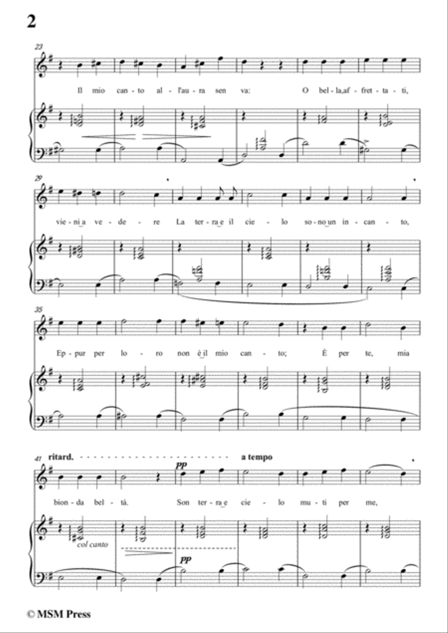 Tosti-Senza di te! In G Major,for voice and piano Voice Solo scores gallery preview page 4