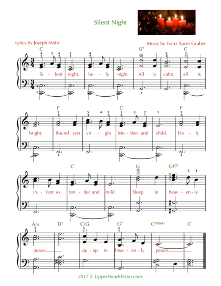 Silent Night (Late Beginner/ Early Intermediate) Voice scores gallery preview page 1