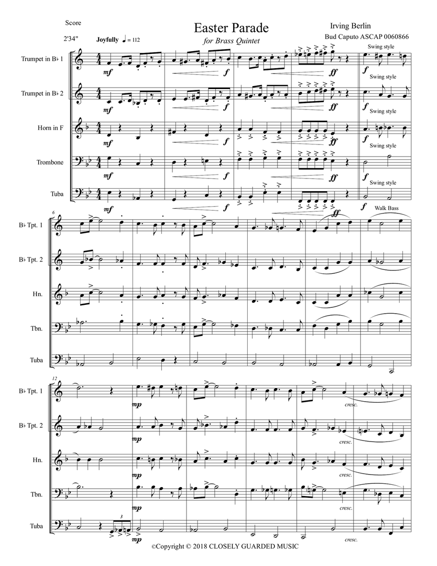 Easter Parade Brass Ensemble scores gallery preview page 2